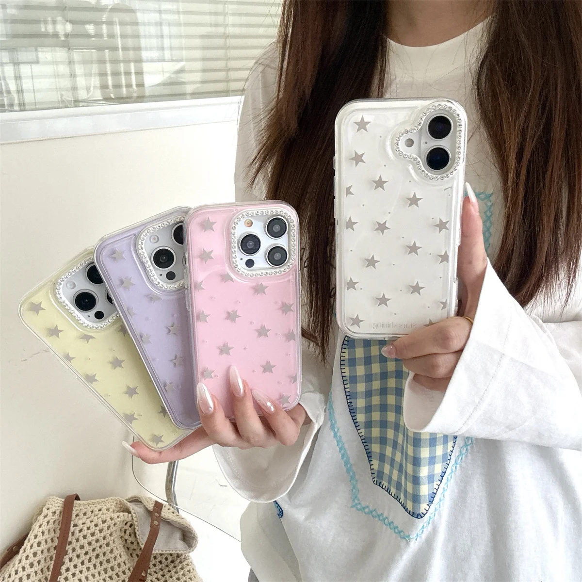 

Cute cartoon and fashionable colorful stars Phone Case For iPhone 16 15 14 13 Pro Max fundas iphone 15 case Protective cover