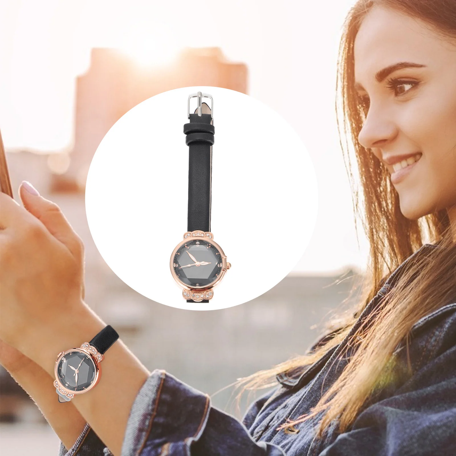 

1Pcs Rhinestone Border Women Watch Lightweight Strap Fashion Business Student Wristwatch Women Watch Business Wristwatch