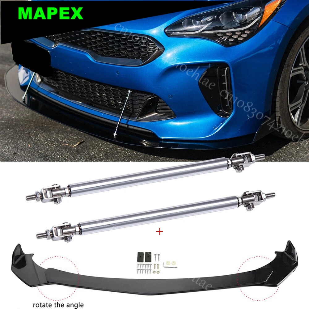 For KIA Stinger Forte Optima Front Bumper Lip Splitter Chin Spoiler + Strut Rods