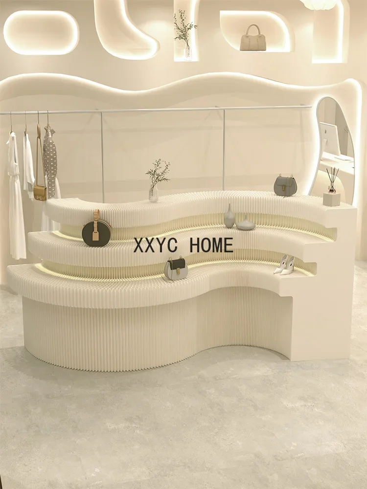 Multi-Functional Booth Display Rack Foldable Luminous Multi-Layer Display Stand Landing Island