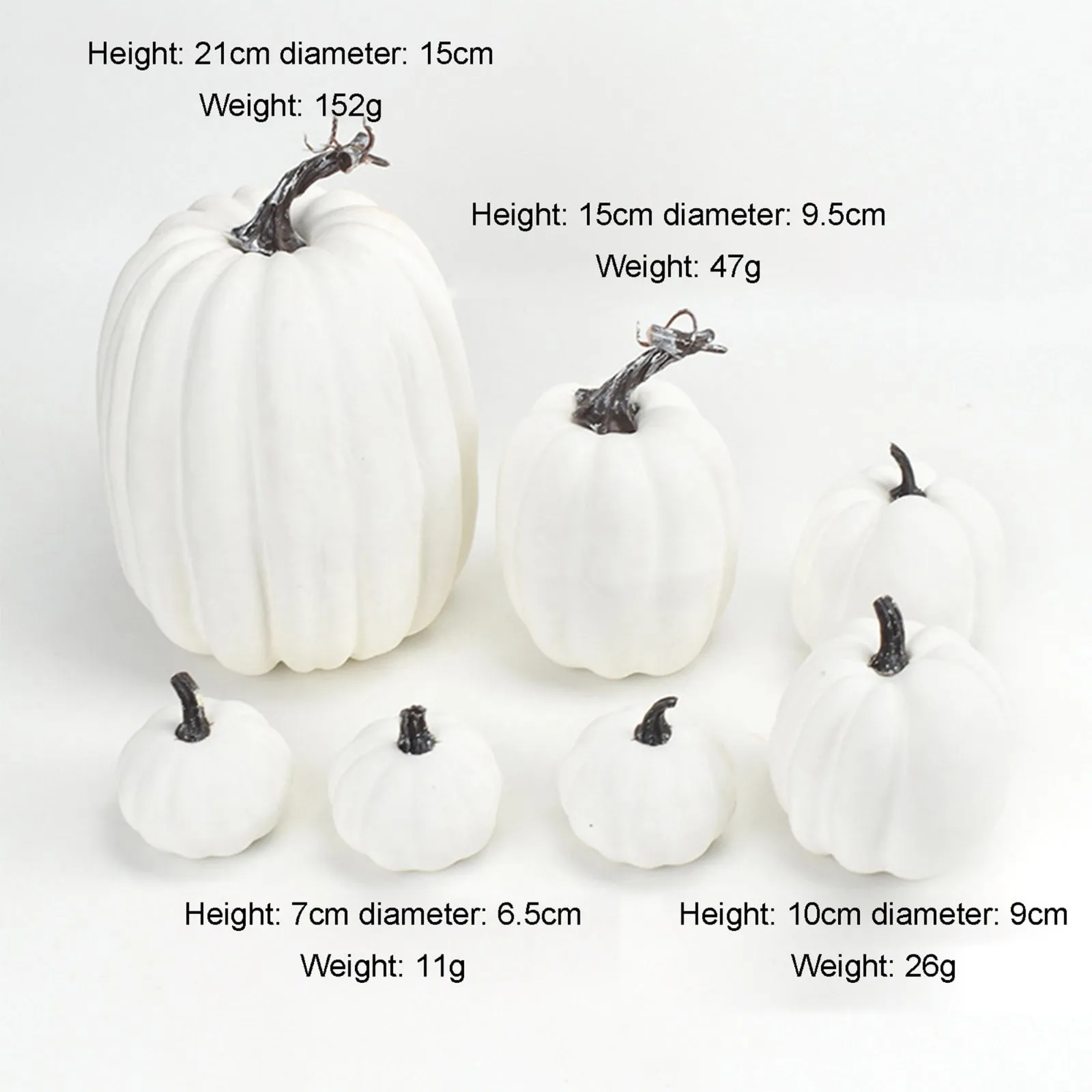 7 Pieces High Quality Pumpkin Baubles, Various Sizes, Party, Halloween, Home Baubles, Crafts, White Pumpkin, Gifts for Friends