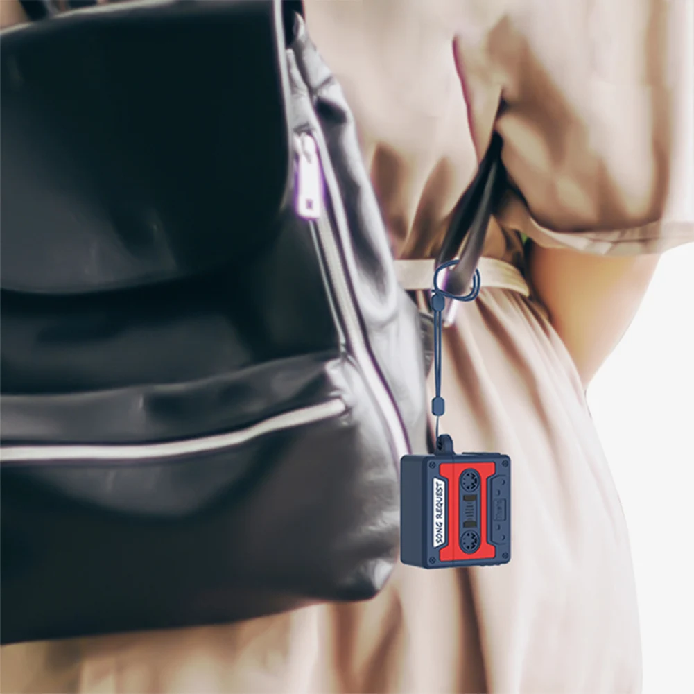 Силиконовый чехол с кассетной лентой, чехол для наушников со шнурком, мультяшный силиконовый защитный чехол для AirPods, чехол 4-го поколения