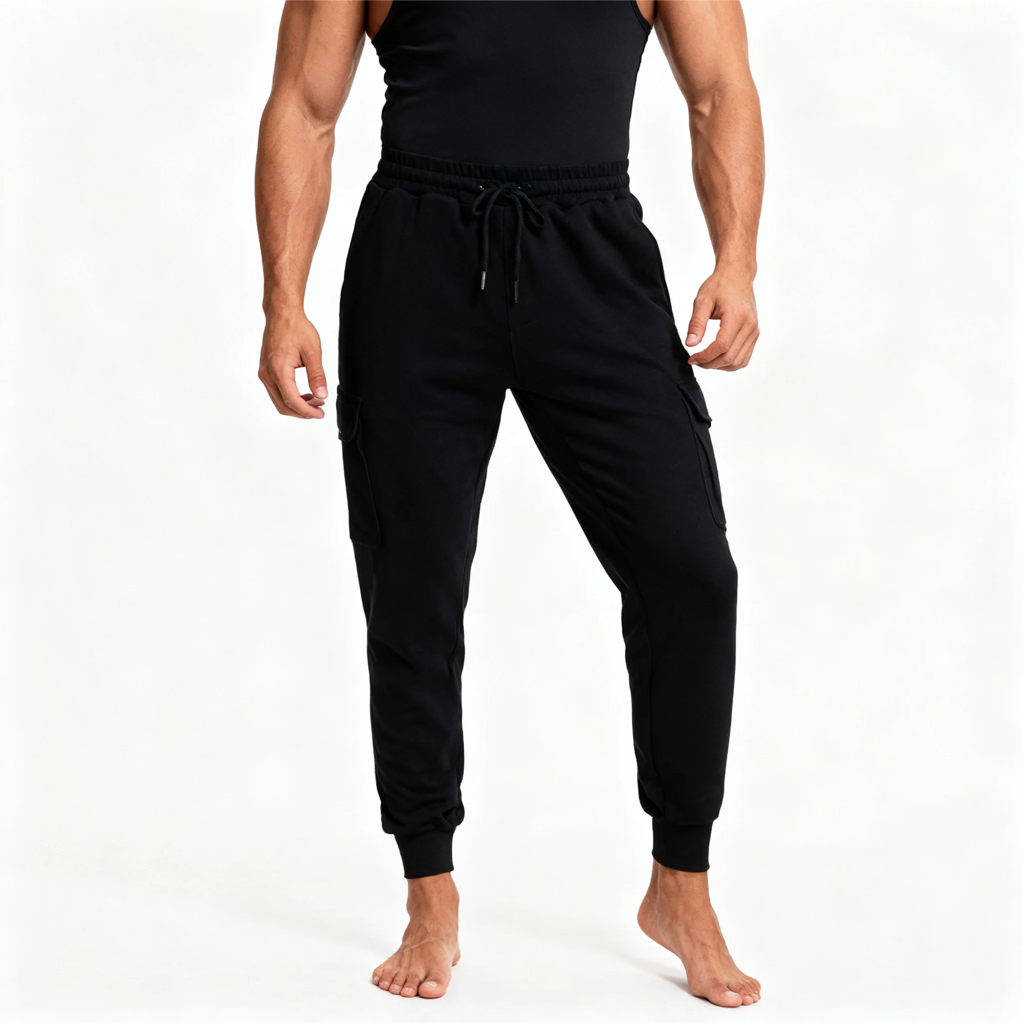 

Мужские повседневные брюки, осенние и зимние спортивные брюки, мужские модные однотонные спортивные длинные брюки для бега.