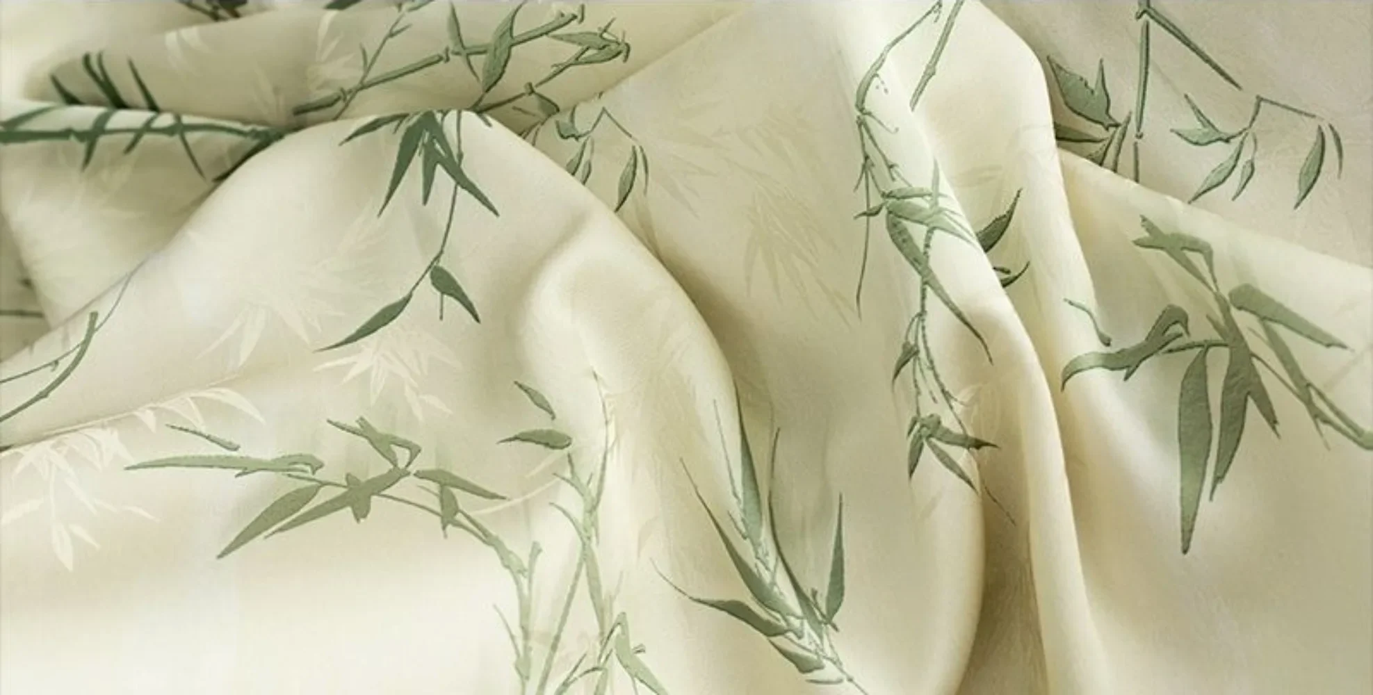 

Зеленая бамбуковая ткань с принтом листьев и растительными узорами для традиционного китайского Cheongsam, Hanfu и креативного дизайна одежды