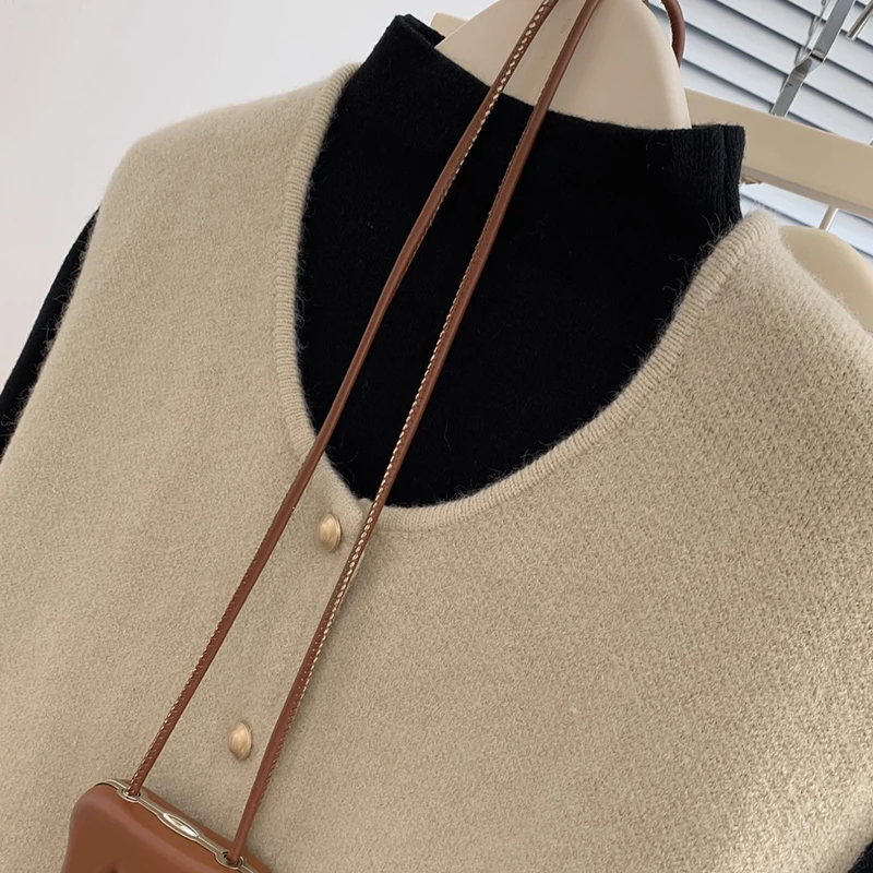 

Женский вязаный круглый кардиган на пуговицах Ne, мягкий свободный крой, готовый многослойный топ, весна-осень, новый Sle