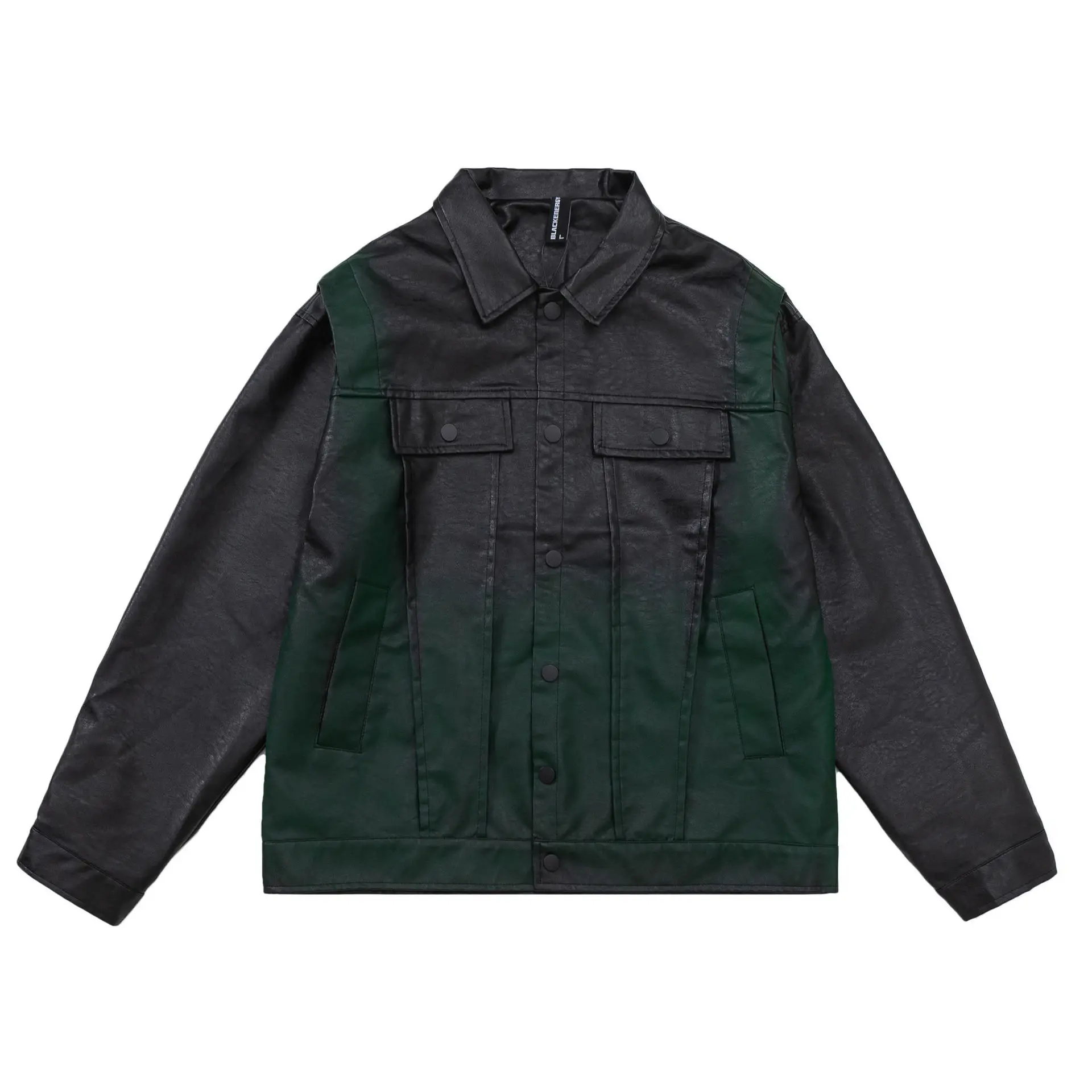 

Men Tie Dyed Leather Jacket Three-dimensional Cutting Retro Motorcycle Suit Trendy Brand Comfortable Casual Patchwork Lapel Coat