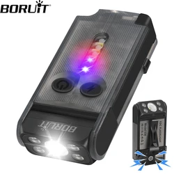 Boruit V30 Edc Led Zaklamp Powerbank Werklamp Type-C Oplaadbare Zaklamp Camping Pocket Lantaarn Met Magneet Zoemer & Clip