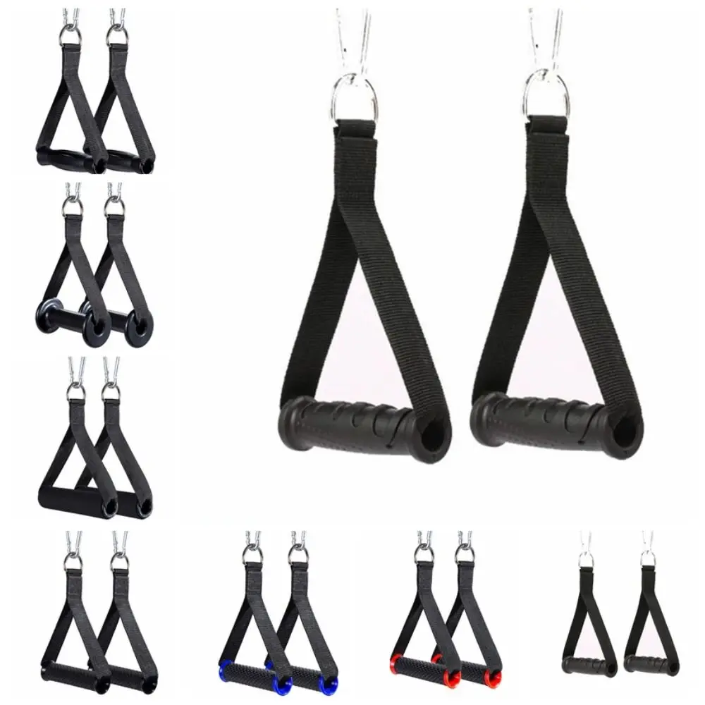 1 زوج من أربطة مقاومة اللياقة البدنية متعددة الوظائف مقابض مضادة للانزلاق حزام نايلون قوي قبضة مجتذب مقبض TPR مقاومة للاهتراء