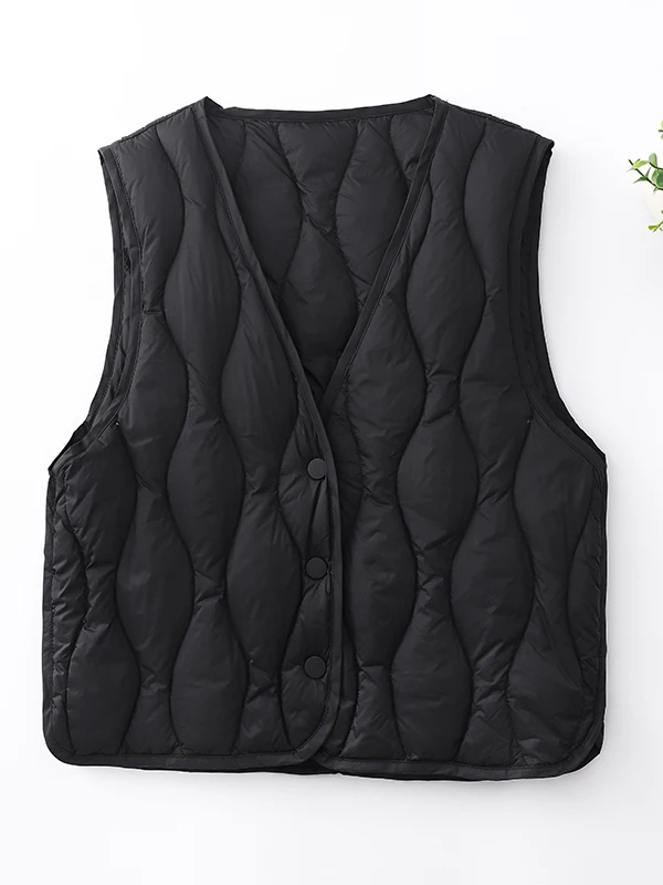 Calor aprimorado v-ne down jaet colete camada base desgaste interno coleção de inverno comprimento regular fechamento de botão único