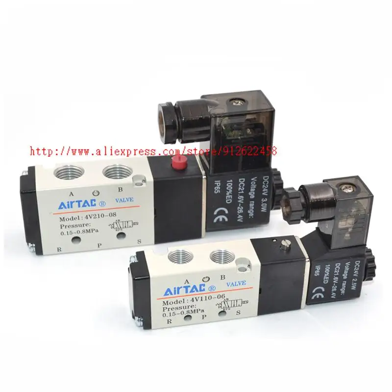 1PCS  New Original Two Position Five Way Solenoid Valves 4V110-06 4V11006B 4V11006A DC12V DC24V AC110V AC220V AC24V