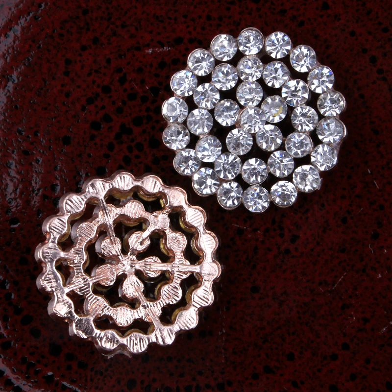 

50pcs/lot 20MM 2Colors Vintage Shinny Alloy Buttons For Embellishment Round Sparkly Rhinestone Button For Wedding Accessories