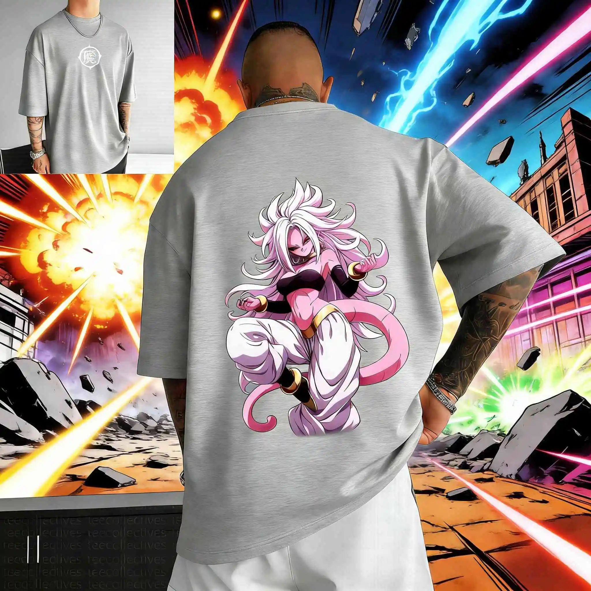 

Мужская хлопковая футболка 2026 Summer Dragon Ball Retro Anime Android 21, повседневная свободная спортивная футболка с графическим принтом