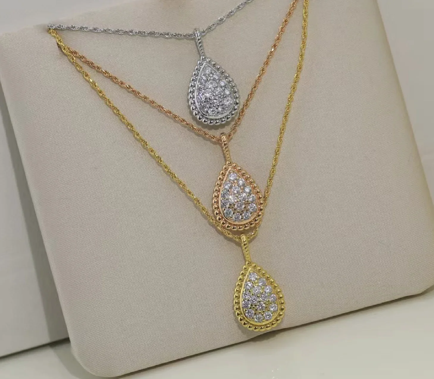 

New 2023 Trend Classic High Quliaty Famous Brand Luxury Jewelry Necklaces For Women Full Zircons Water Drop Gold Pure 925 Sliver