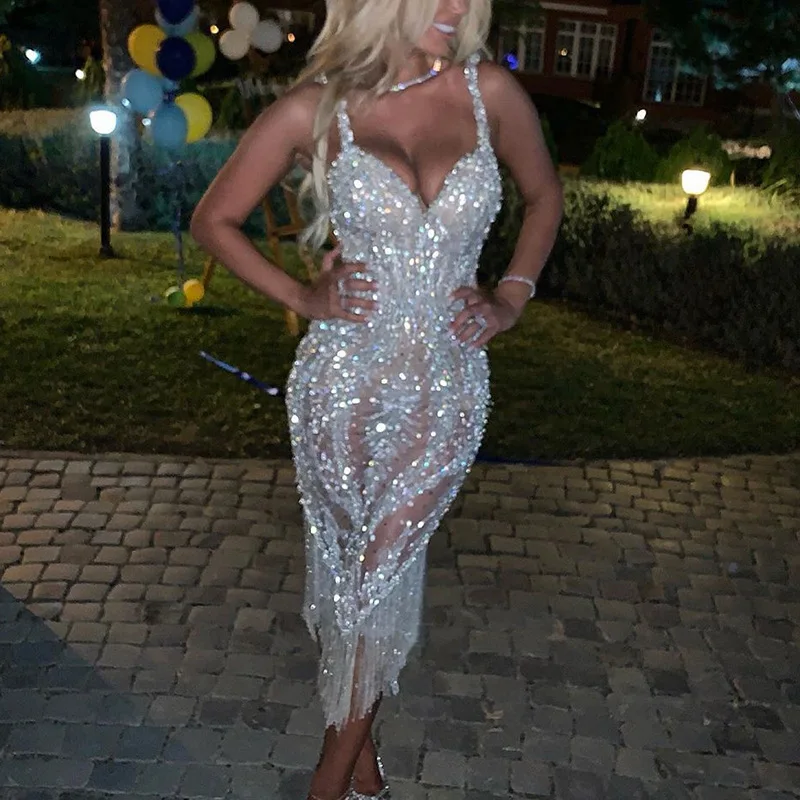 2024 نسائي عميق على شكل حرف V طويل Sve ترتر Dr Dr Summer Thiened عالي الخصر محبوك ألياف البوليستر الأساسية Sle