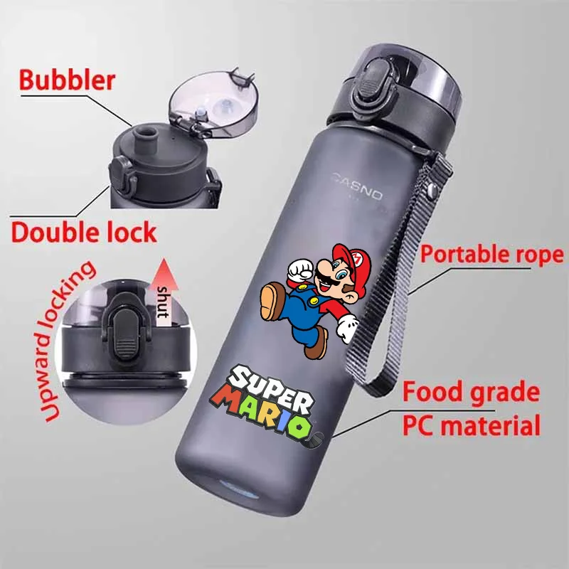 560ML Mario Luigi Game Animation Frosted Water Cup Portable Large Capacity Water Cup Adult Outdoor Sports Water Bottle Gift