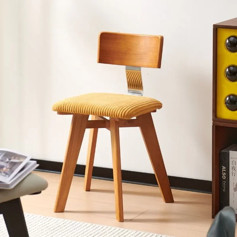 

Medieval dining chair Nordic solid wood backrest dining table and chairs wabi wind stool designer high