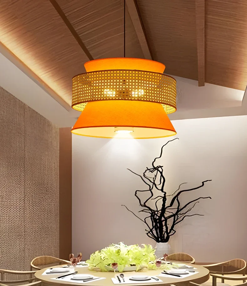 

Catering special chandelier Chinese style tea house B & B hot pot shop personality modern bar cafe creative rattan weaving