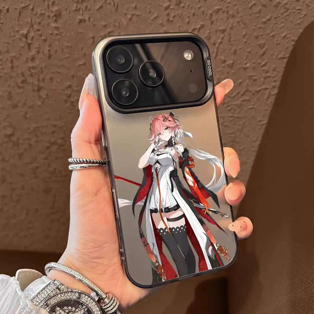 Changli Wuthering Waves Wiki جراب هاتف آيفون 17 16 15 14 13 12 11 Pro Max Air متعدد الألوان ماتي ليزر معدني أورورا فوندا #2