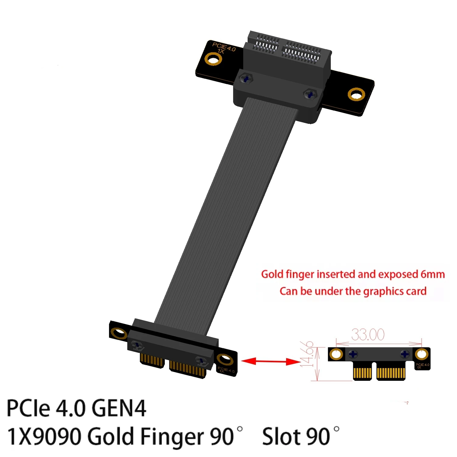 PCI-E 1X Riser Cable Dual 90 Degree Right Angle GEN4 PCIe 4.0 X1 to X16 Slots Shielded Extension Cable PCI Express x1 Riser Card