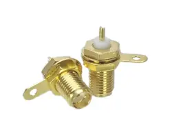 1pcs Connector SMA female jack bulkhead handle PTFE solder panel mount straight RF Coaxial