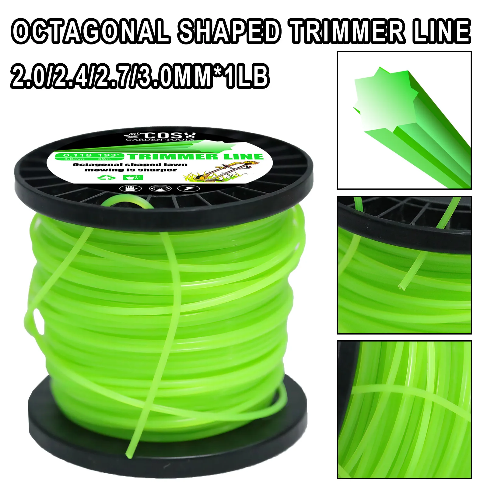 1LB Nylon Octagonal shape Mowing Trimmer Line Trimmer Head String for Grass Trimmer Roll Grass Rope Line Brushcutter Wires