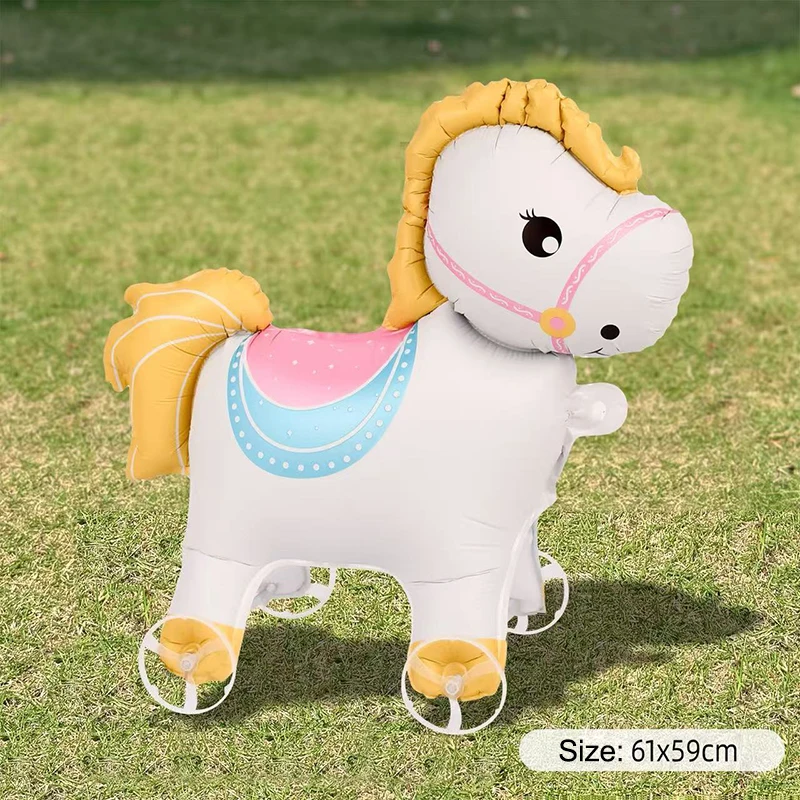 Hete Aanbieding 4D Cartoon Dieren Staande Wandelende Ballon Met Wiel Capibara Dinosaurus Folieballonnen Voor Kinder Verjaardagsparty Decoratie