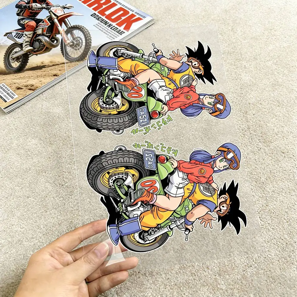 Dragon Ball Kid Goku, Bulma Waterproof Reflective Motorbike Stickers Easy Peel Removable Decals for Motorcycle Car