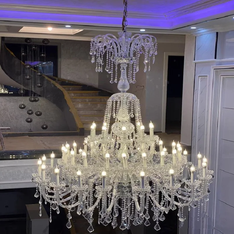 

European Style Villa Living Room Nordic Style Decoration Luxury Hotel Lobby Custom Large Project Crystal K9 Led Chandelier Light
