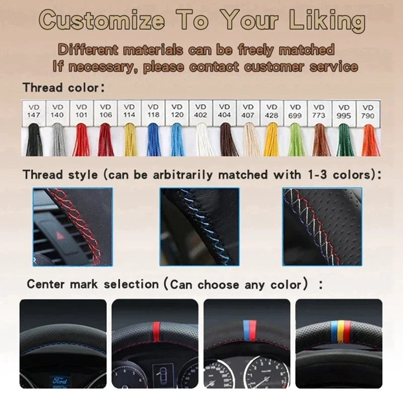 DIY Car Steering Wheel Cover Suede For BMW M Sport F30 F31 F34 F10 F11 F07 X1 X2 X3 F25 F32 F33 F36 F48 F39 Car Accessories - view 5
