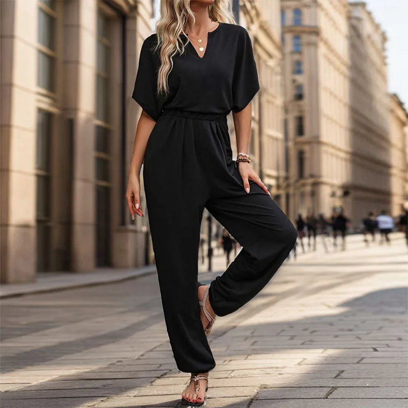 New Summer Women's Casual Solid Color European and American Jumpsuit