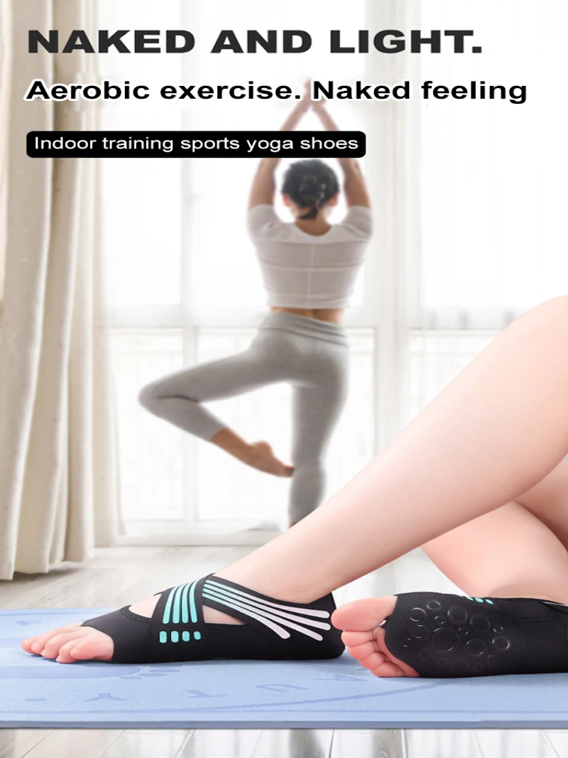 Five-Toe Open-Toe Non-Slip Silicone Socks, Professional Indoor Yoga Pilates Dance Sports Socks,Breathable  for Indoor Yoga/Dance