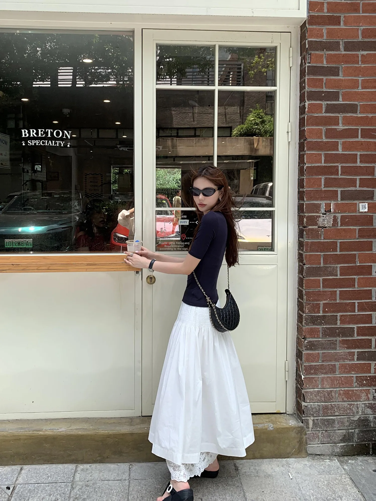 High Waist A-Line Lace Patchwork Skirt Women's Design Sensation Summer Letter Pusumede White Half-length Umbrella Skirt