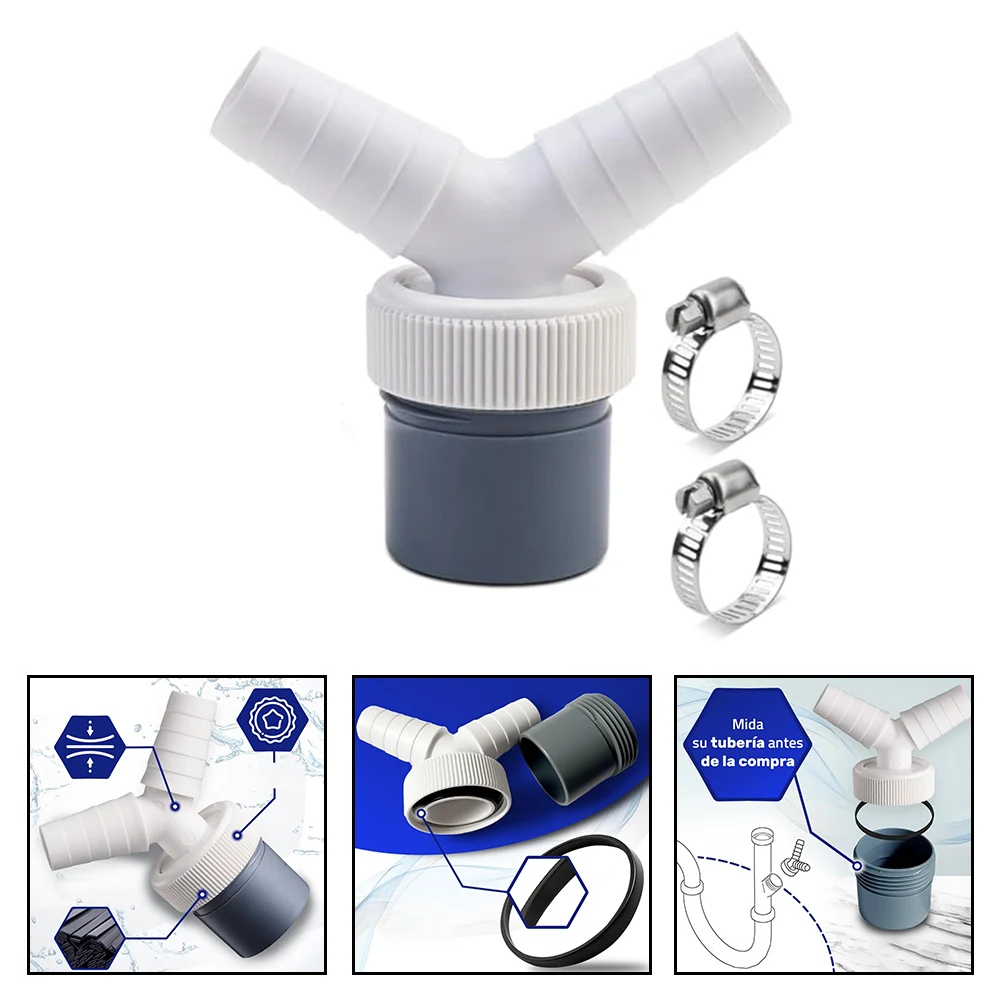 Dishwasher Washing Machine Drain Adapter Double Connection Y-type  40mm Three-way Two-in-one Connector Converter