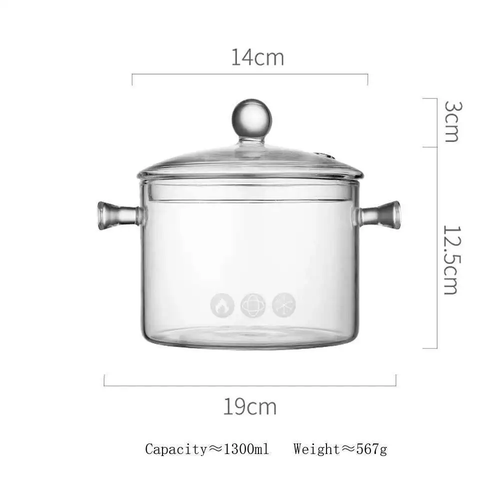 Glass Saucepan Stove Pot Transparent Borosilicate Glass Cooking Pot Stockpot Heat Resistant Boil Water Noodles Bowl Soup Cooker