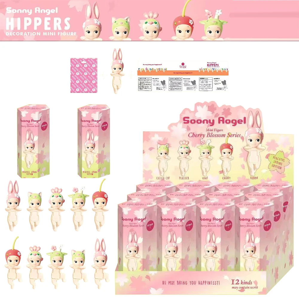 New Sonny Angel Cherry Blossom Series Blind Box Hippers Kawaii Mini Doll Action Figure Cute Kids Ornaments Toys Fans Xmas Gifts