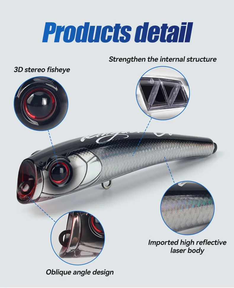 Kingdom Sea Topwater Popper Angelköder 55g 78g 160mm 180mm Schwimmender Wobbler Künstlicher Hartköder für Thunfisch GT Meeresfischerei – Detail 5