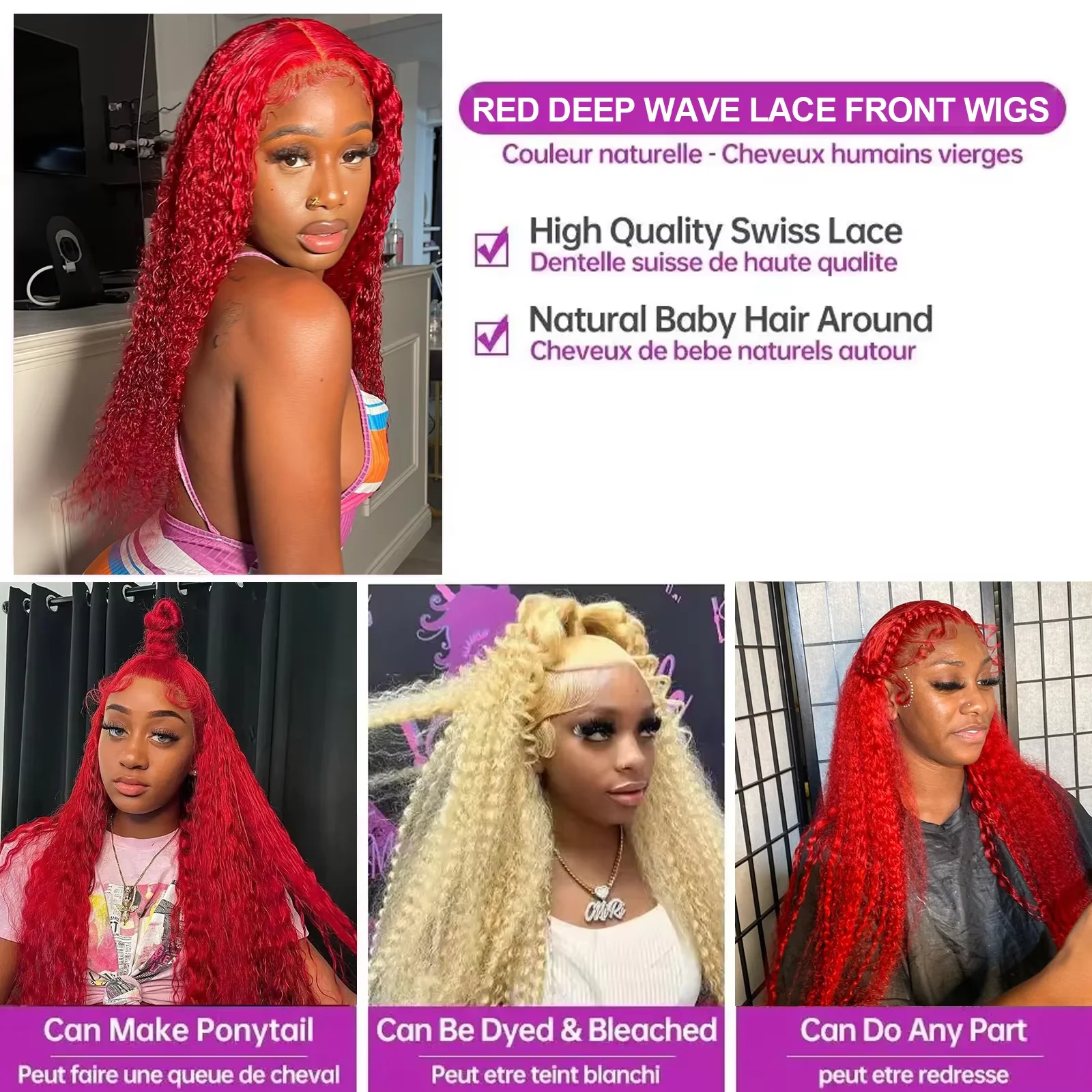 أحمر 13x6 Hd الدانتيل أمامي باروكة من شعر طبيعي 200 الكثافة مجعد موجة عميقة شعر مستعار 30 40 بوصة الملونة الدانتيل شعر مستعار أمامي شعر الإنسان للنساء