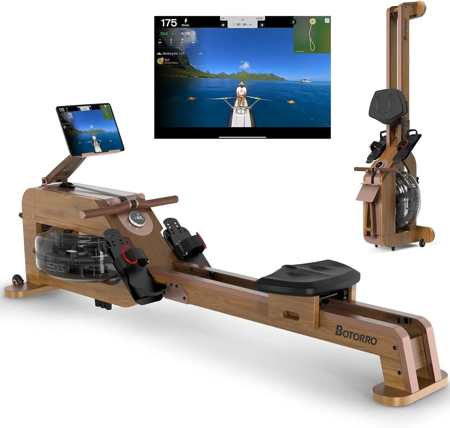 

Гребной тренажер с 12 пропеллерами и большим резервуаром для воды емкостью 28 л, 6-уровневое сопротивление, с многофункциональным покрытием