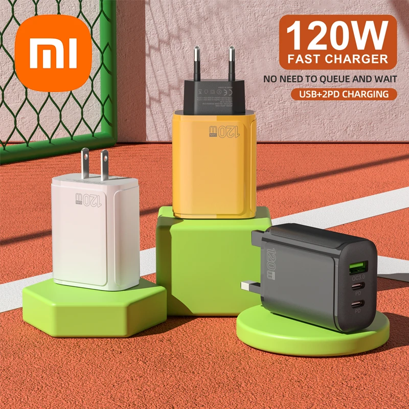 Xiaomi 120W USB Type-C Phone Charger UBS-C PD Fast Charging Power Adapter Tablet Travel ACC Multi Port Charger ﻿