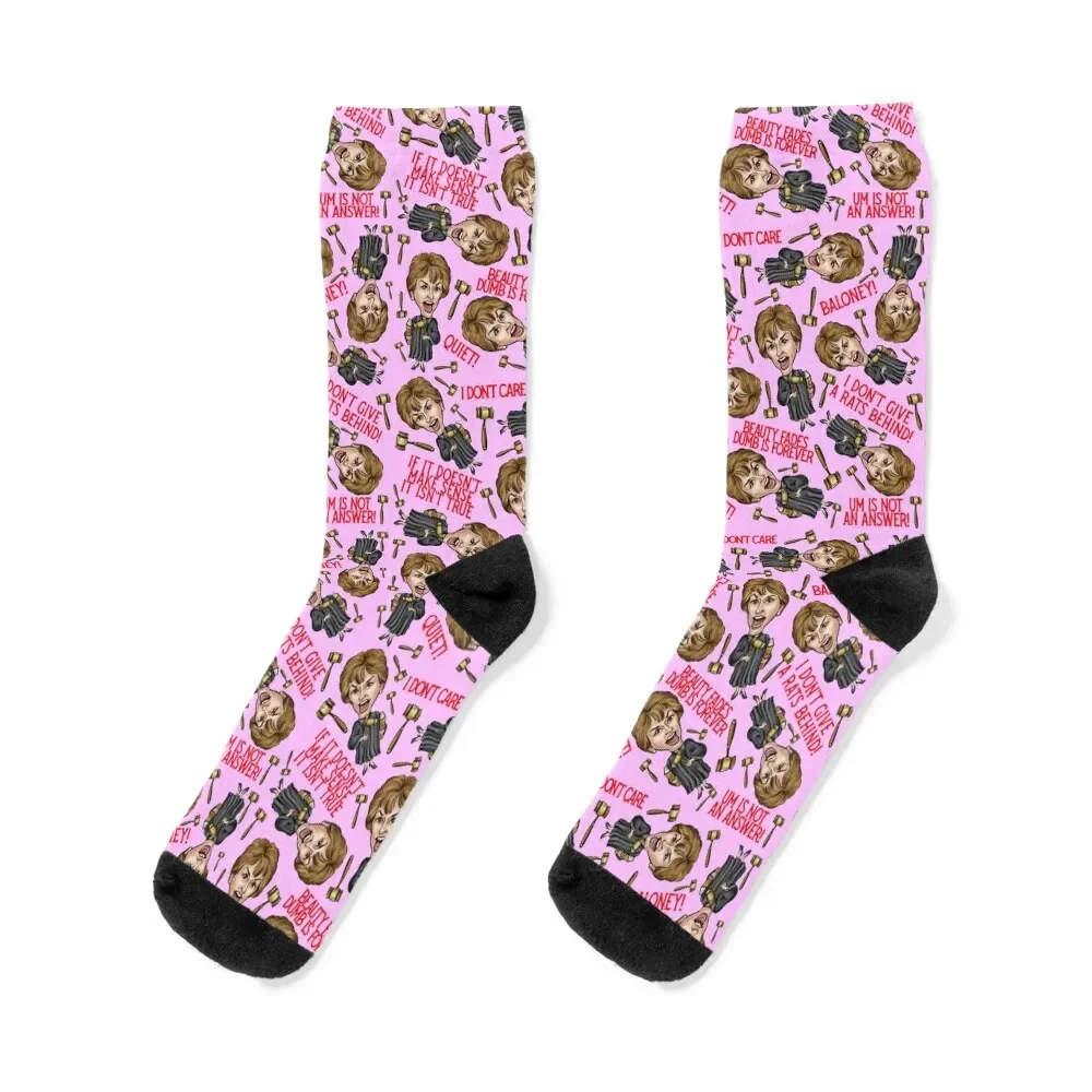 Pink Judge Judy Print Socks men cotton high quality tennis soccer anti-slip Mens Socks Women's