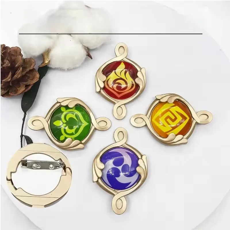 Game Genshin Impact Cosplay God\'s Eye Glow Props Fontaine Furina Neuvillette Wriothesley Luminous Brooch Badge Anime Accessories