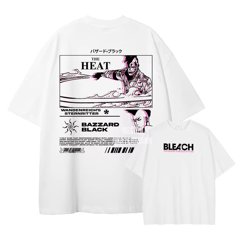 Bleach T-shirt Oversized Unisex for Men Women Cotton Tee Shirt Clothes Streetwear Trendy Cotton Y2k Short Sleeves Classic soft