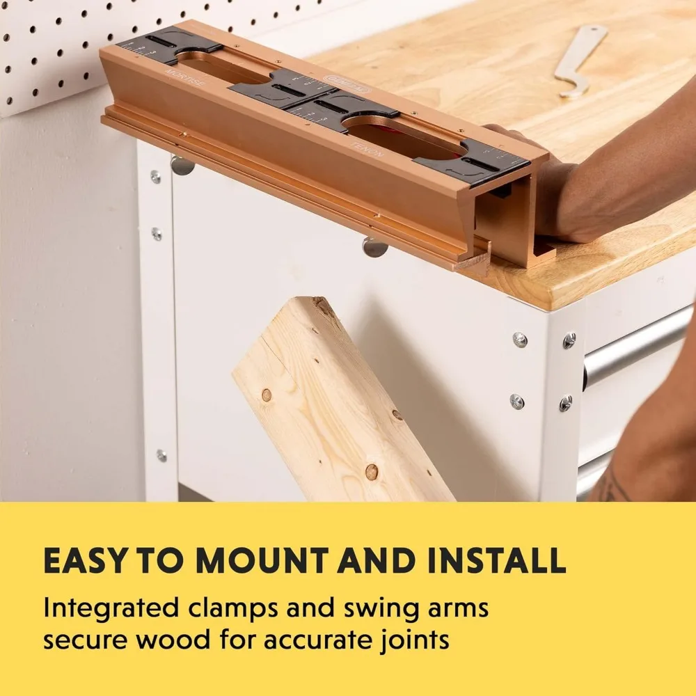 Kit Jig Mortise dan Tenon untuk Pertukangan Kayu dengan Mata Bor Berongga untuk Pengeboran Presisi