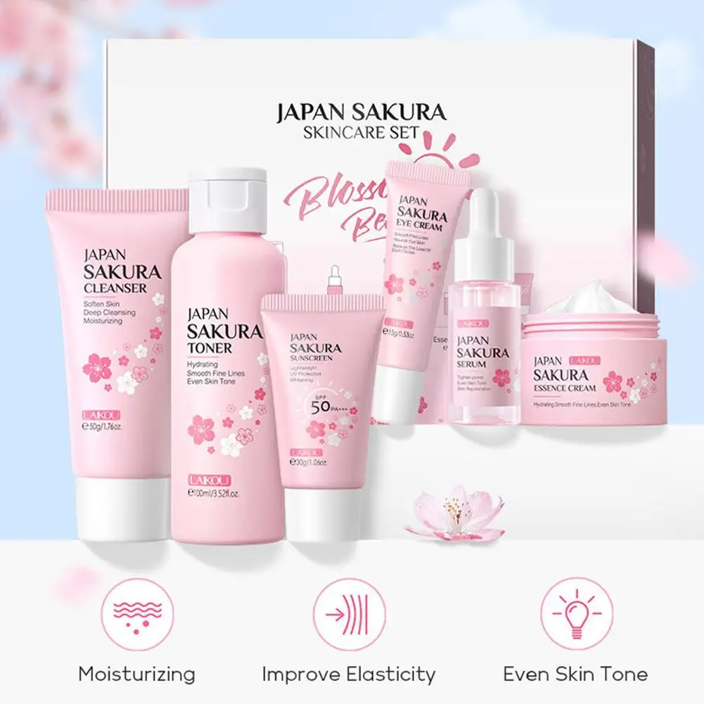 

6pcs/Set Skin Care Sets Face Cream Serum Toner Facial Cleanser Sunscreen Eye Cream Face Skin Care Products