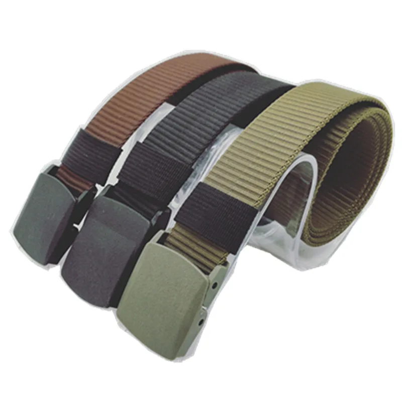 Nylon Tactical Quick-Drying Outdoor Belt, Tecido, Iron-Free, Non-Magnetic, Pass Security Check, Plastic Buckle