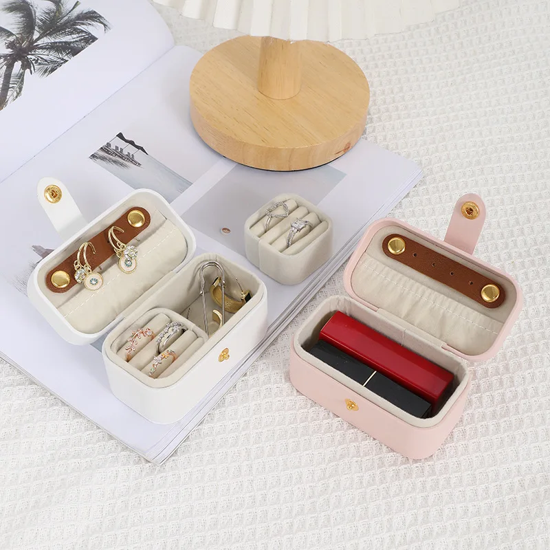 Mini Portable Jewelry Storage Organizer Travel PU Leather Storage Boxes Earring Necklace Display Ring Jewel Holder Boxes