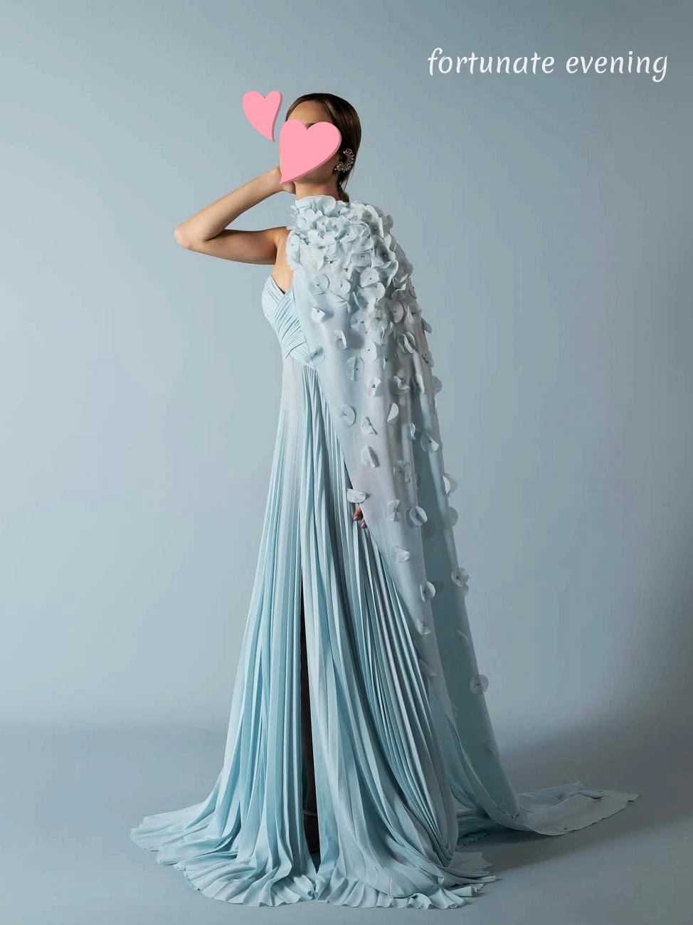 

Fortunate Evening Elegant Vintage Sweet Blue Beads Chiffon Cape New Customized Formal Occasion Prom Dress Evening Party Gowns