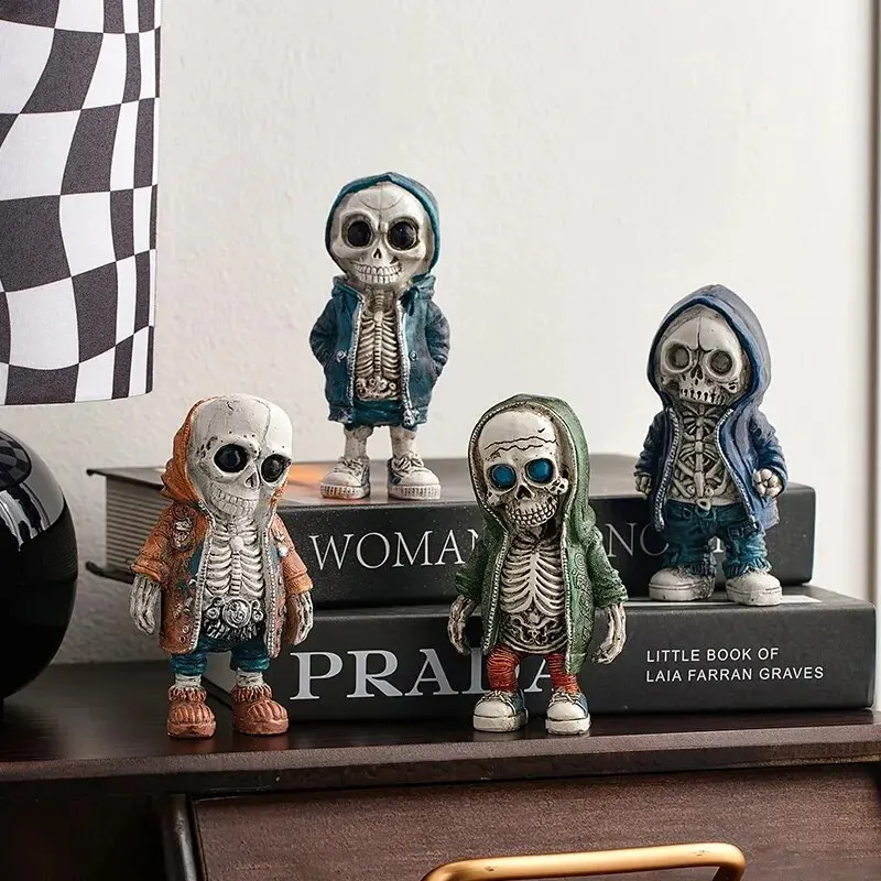 Szkielet Lalka Biżuteria z żywicy Postać Statua Dom Kreatywny Fajny Wystrój Pokoju Panel Modna Dekoracja Uliczna Spersonalizowany Retro