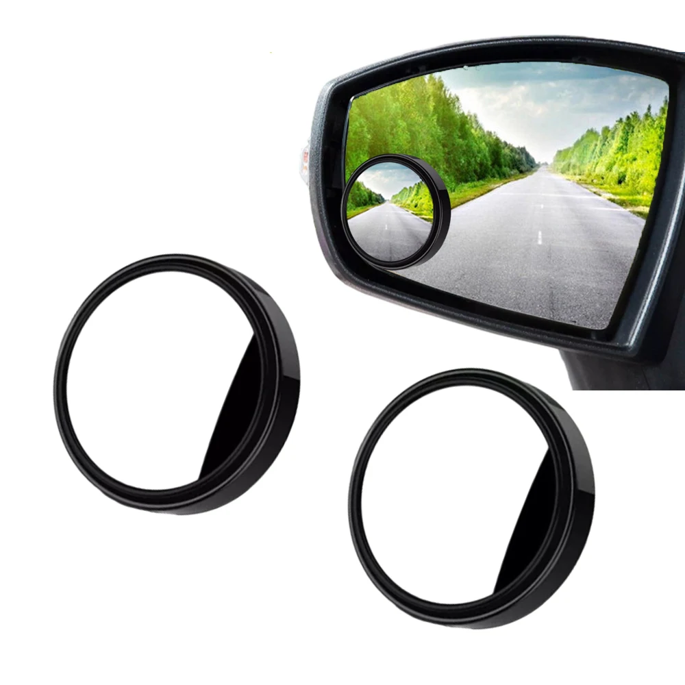 

2pcs Universal Round Frame Convex Blind Spot Mirrors Safety Driving Wide-angle 360° Adjustable Rearview Mirror Car Accessories