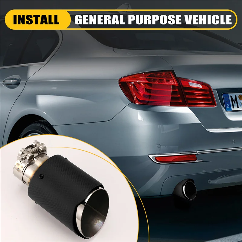 

HOT-Car Matte Carbon Fiber Exhaust Tip Universal Car Exhaust Pipe Modification Tail Throat Clip-On Tail Pipe,Car Matte Carbon Fi